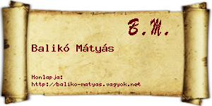 Balikó Mátyás névjegykártya